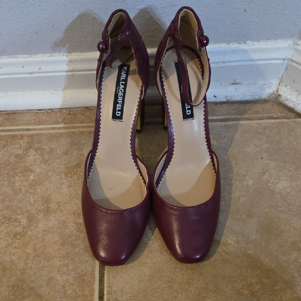 Karl Lagerfeld Purple Heels Elegant Design